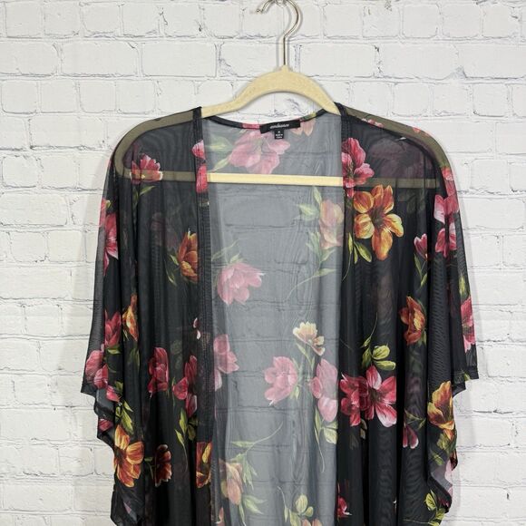 Ambiance Cover Kimono Women Plus 1X Floral Sheer Cottage Feminine Fairy Boho - Picture 3 of 8